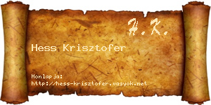 Hess Krisztofer névjegykártya